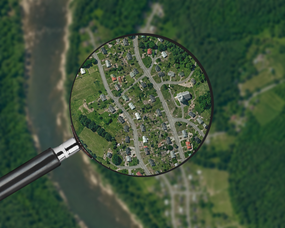 A Satellite Image of Rural Town